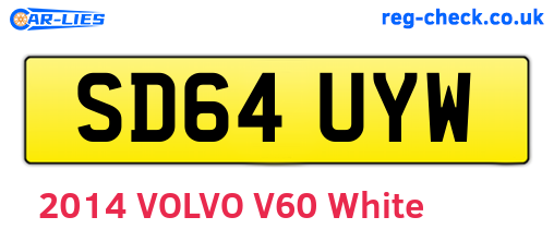 SD64UYW are the vehicle registration plates.