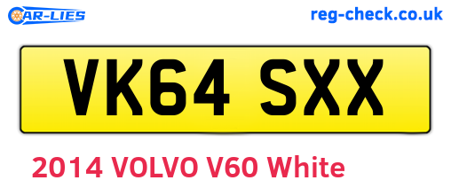 VK64SXX are the vehicle registration plates.
