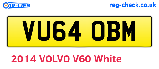 VU64OBM are the vehicle registration plates.