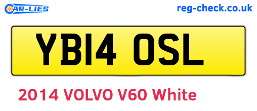 YB14OSL are the vehicle registration plates.