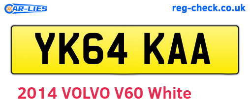 YK64KAA are the vehicle registration plates.