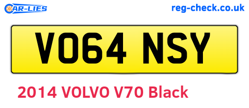 VO64NSY are the vehicle registration plates.