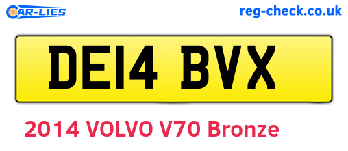 DE14BVX are the vehicle registration plates.