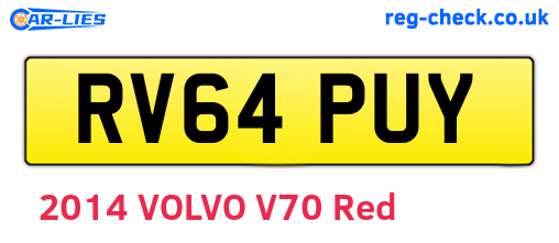 RV64PUY are the vehicle registration plates.