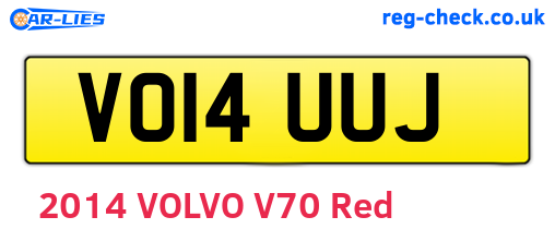 VO14UUJ are the vehicle registration plates.