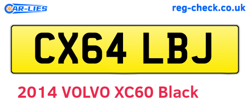 CX64LBJ are the vehicle registration plates.