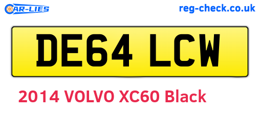 DE64LCW are the vehicle registration plates.
