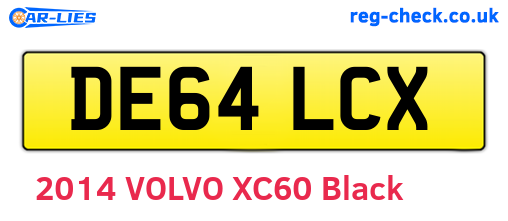 DE64LCX are the vehicle registration plates.