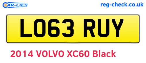 LO63RUY are the vehicle registration plates.