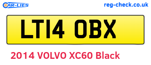 LT14OBX are the vehicle registration plates.