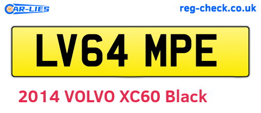 LV64MPE are the vehicle registration plates.