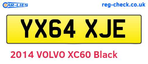 YX64XJE are the vehicle registration plates.