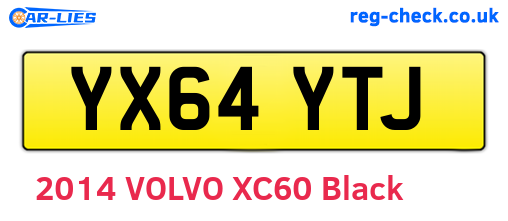 YX64YTJ are the vehicle registration plates.