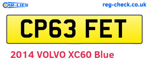 CP63FET are the vehicle registration plates.