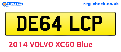 DE64LCP are the vehicle registration plates.
