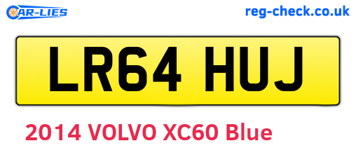 LR64HUJ are the vehicle registration plates.