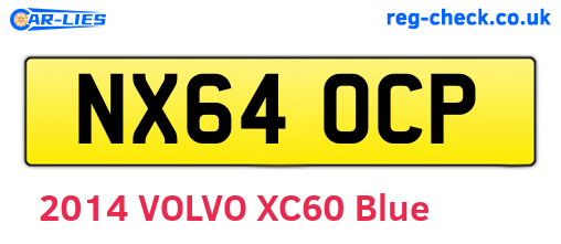NX64OCP are the vehicle registration plates.