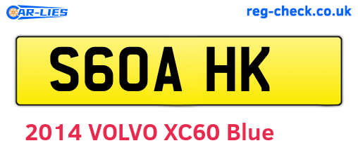 S60AHK are the vehicle registration plates.