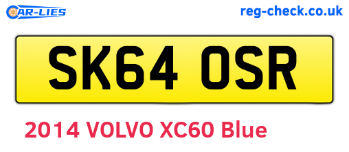 SK64OSR are the vehicle registration plates.