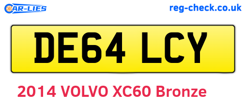 DE64LCY are the vehicle registration plates.