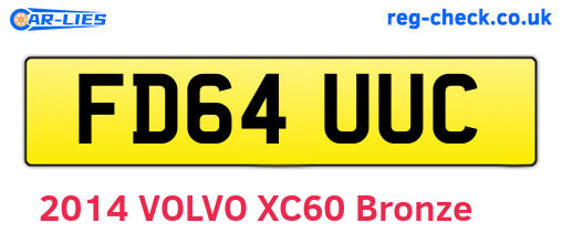 FD64UUC are the vehicle registration plates.
