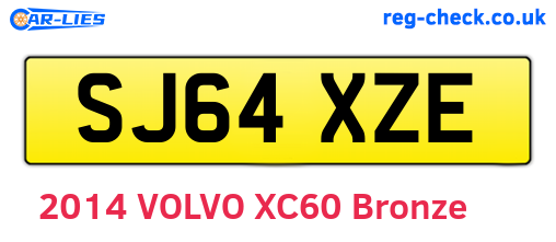SJ64XZE are the vehicle registration plates.