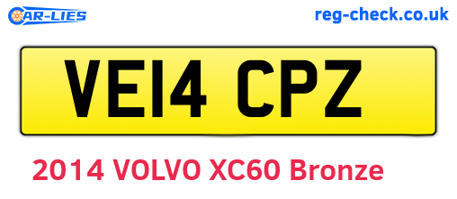 VE14CPZ are the vehicle registration plates.