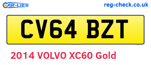 CV64BZT are the vehicle registration plates.