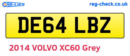 DE64LBZ are the vehicle registration plates.