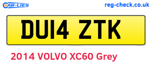 DU14ZTK are the vehicle registration plates.