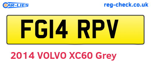 FG14RPV are the vehicle registration plates.