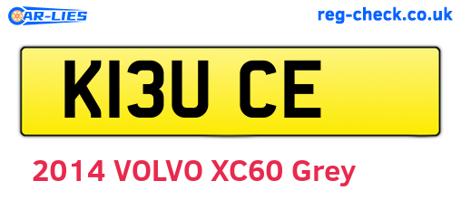 K13UCE are the vehicle registration plates.