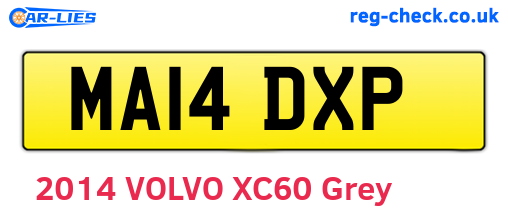 MA14DXP are the vehicle registration plates.