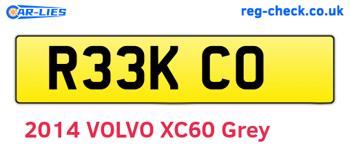R33KCO are the vehicle registration plates.