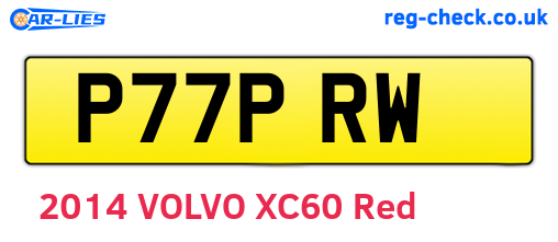 P77PRW are the vehicle registration plates.