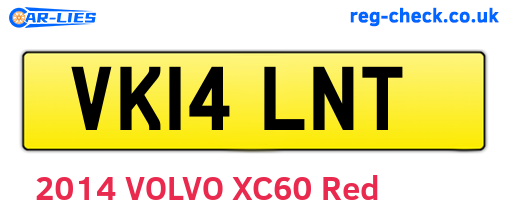 VK14LNT are the vehicle registration plates.