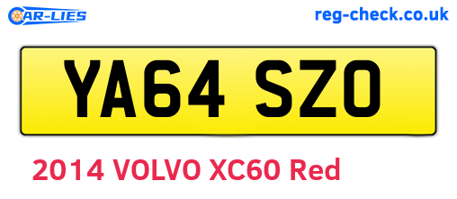 YA64SZO are the vehicle registration plates.