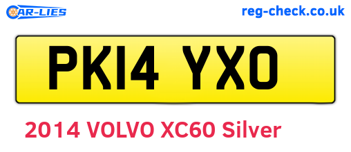 PK14YXO are the vehicle registration plates.