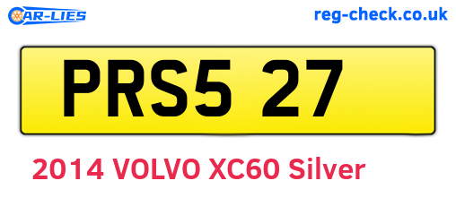 PRS527 are the vehicle registration plates.