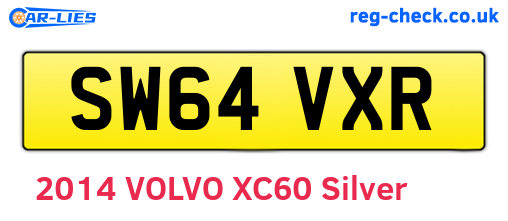 SW64VXR are the vehicle registration plates.