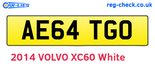 AE64TGO are the vehicle registration plates.