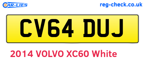 CV64DUJ are the vehicle registration plates.