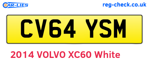 CV64YSM are the vehicle registration plates.