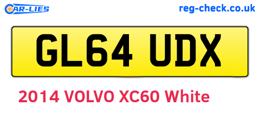 GL64UDX are the vehicle registration plates.