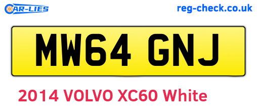 MW64GNJ are the vehicle registration plates.