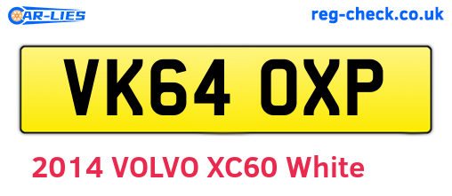 VK64OXP are the vehicle registration plates.