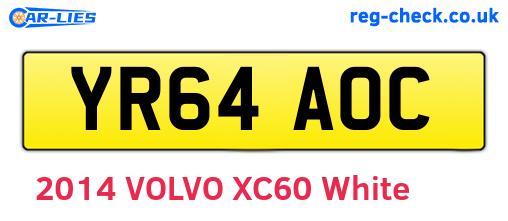 YR64AOC are the vehicle registration plates.