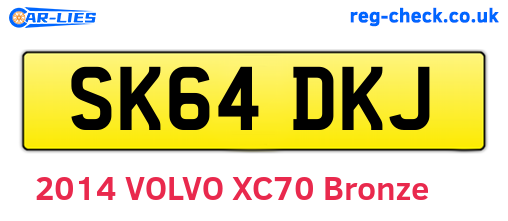 SK64DKJ are the vehicle registration plates.