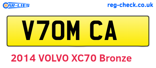 V70MCA are the vehicle registration plates.