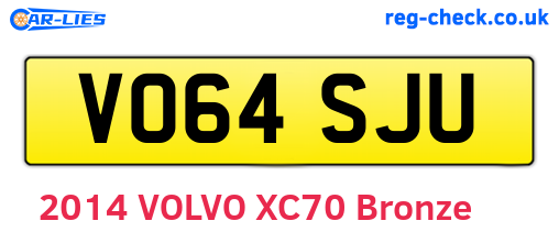 VO64SJU are the vehicle registration plates.